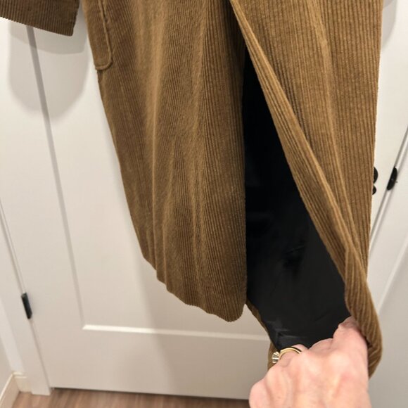 ZARA WOMAN long brown double-breasted corduroy coat (L) - Picture 7 of 9